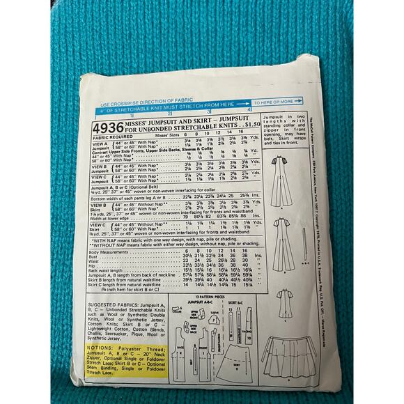 MacCalls 4936 pattern Jumpsuit Romper wrap skirt Marlo Thomas size 10 - Picture 3 of 7